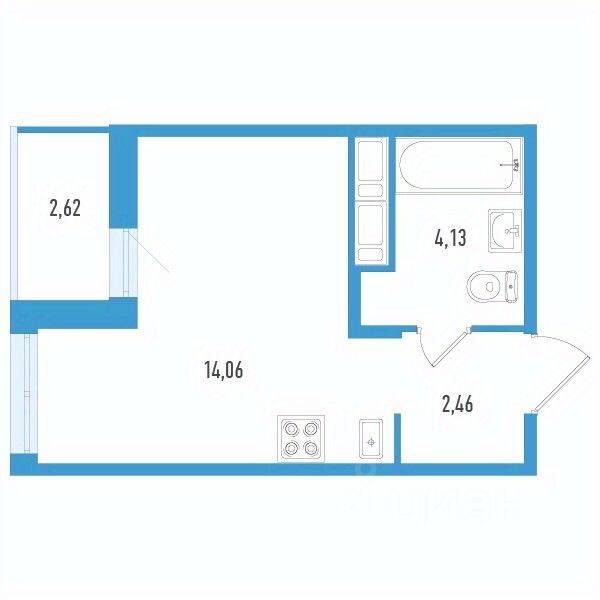 Квартира-студия, 21,96 м², в ЖК Аэросити Life