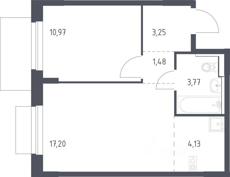 1-комн. квартира, 40,8 м², в ЖК Новое Внуково