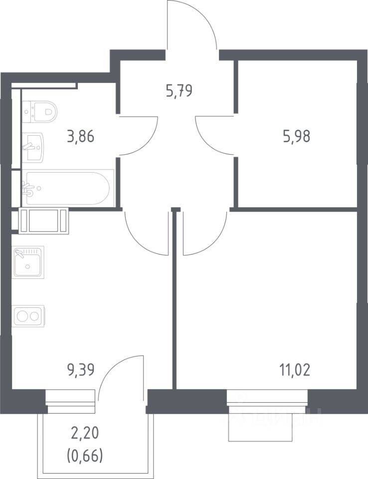 1-комн. квартира, 36,7 м², в ЖК Пятницкие Луга