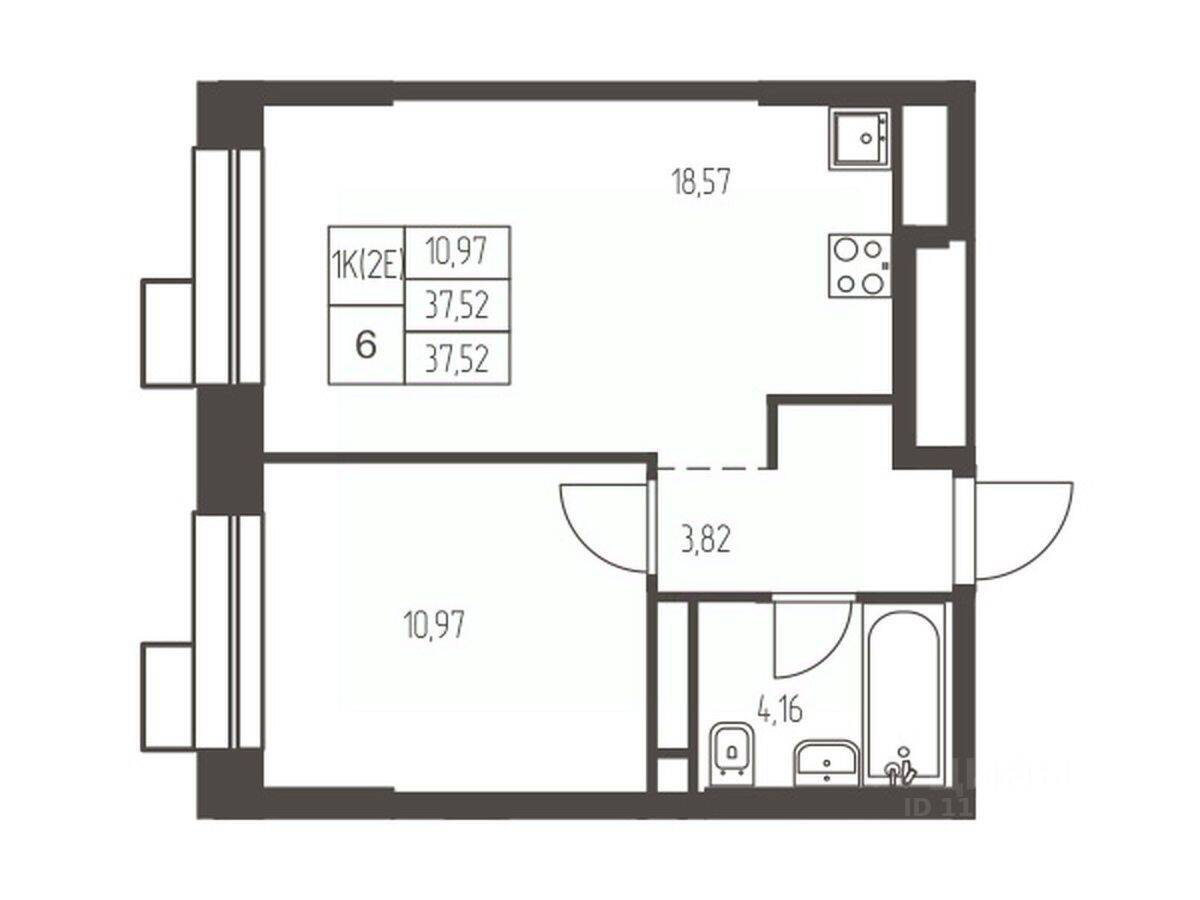 2-комн. квартира, 37,5 м², в ЖК Новая Ивантеевка