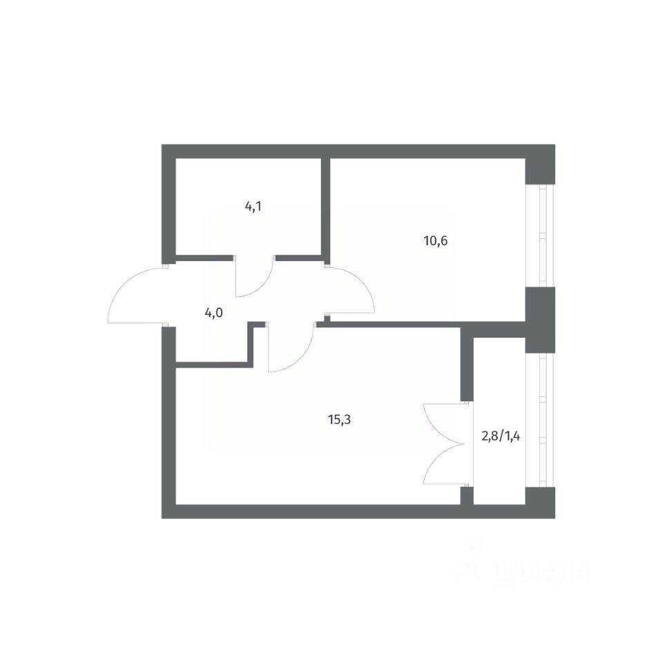 1-комн. квартира, 35,4 м², в ЖК NEWПИТЕР