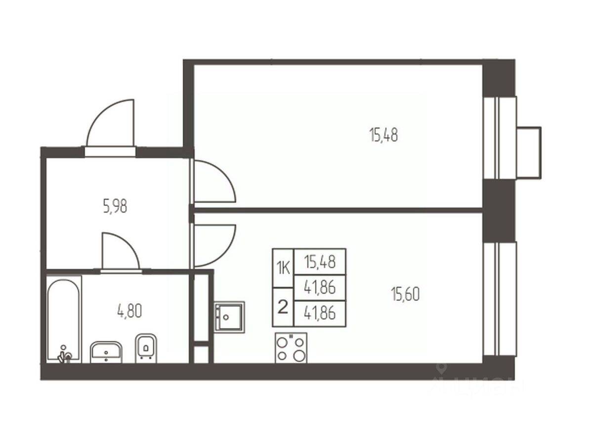 1-комн. квартира, 41,9 м², в ЖК Новая Ивантеевка