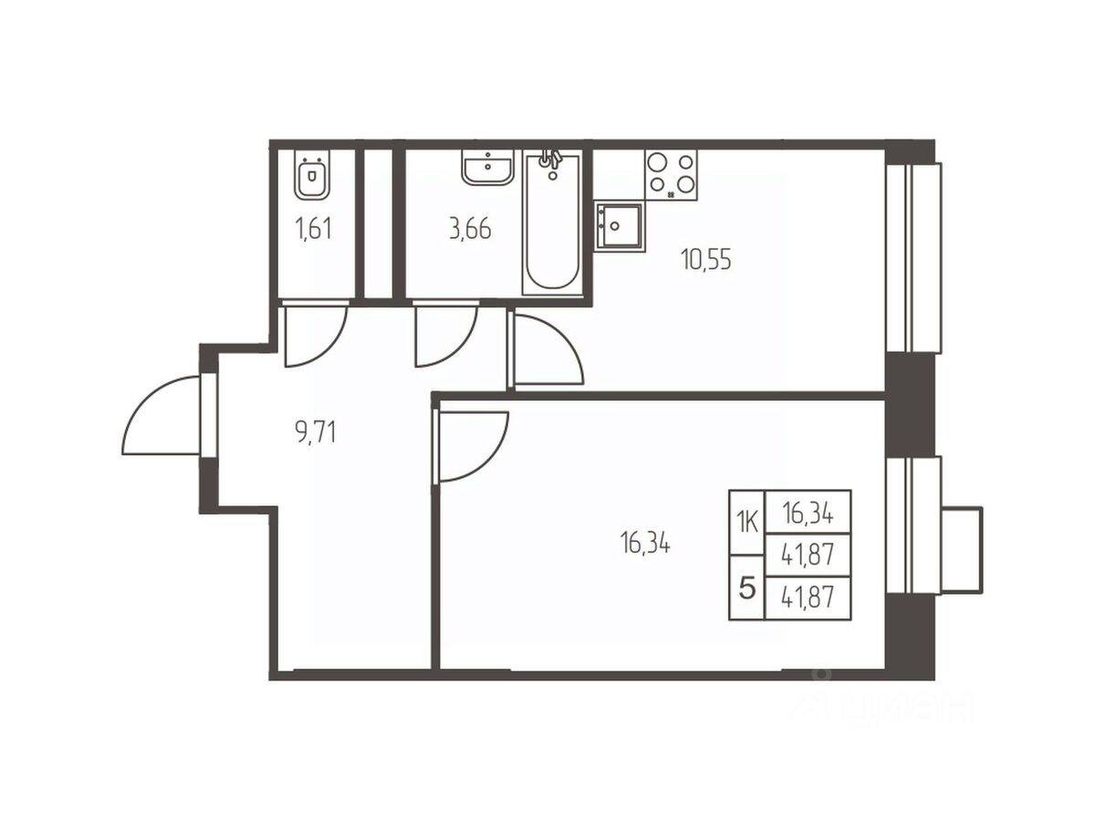 1-комн. квартира, 41,9 м², в ЖК Новая Ивантеевка
