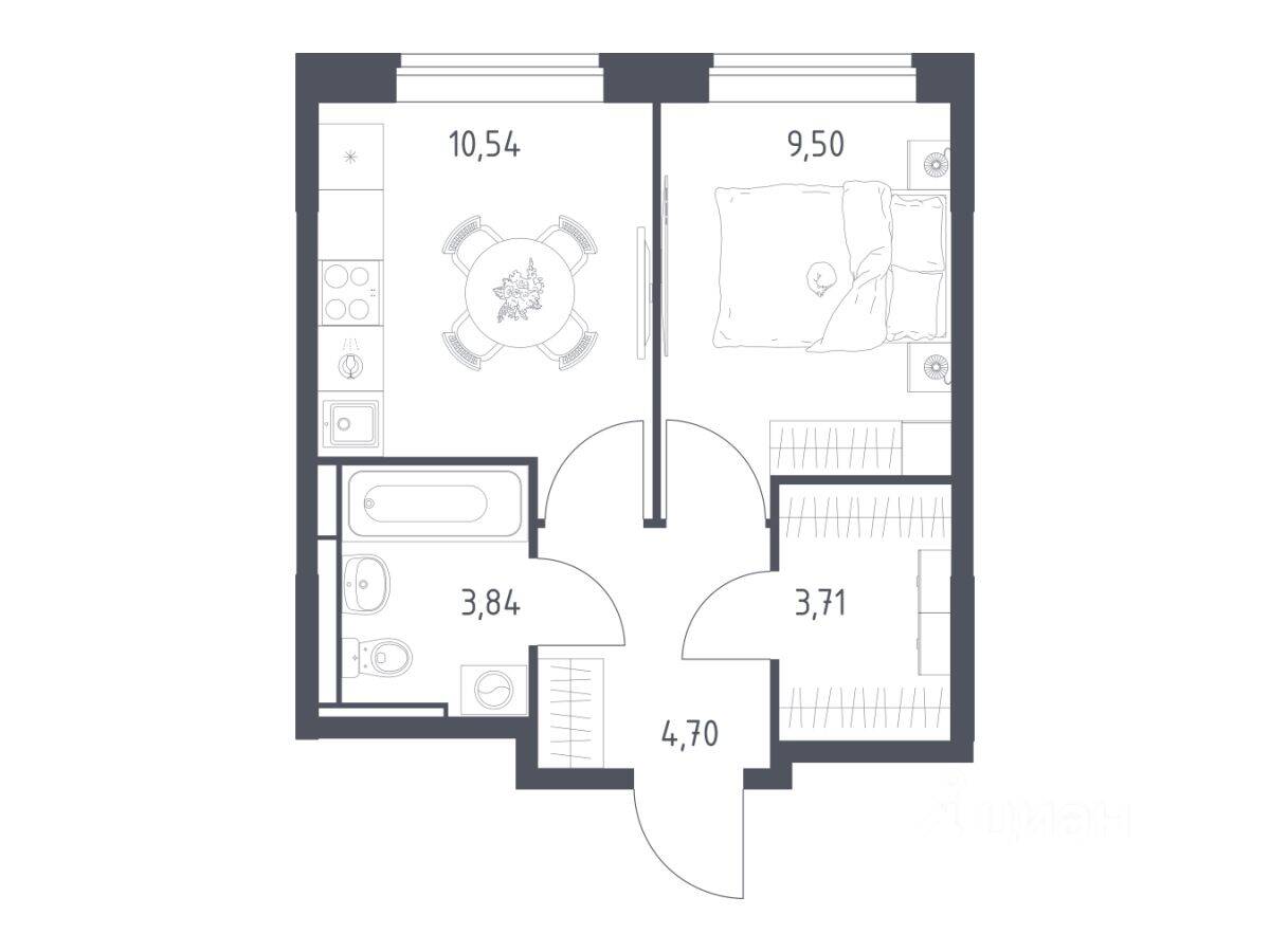 1-комн. квартира, 32,29 м², в ЖК Богдановский Лес