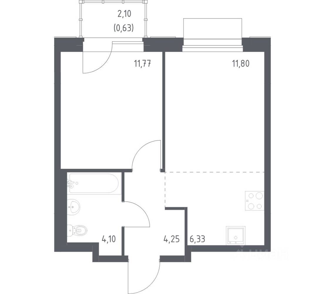 1-комн. квартира, 38,88 м², в ЖК Новое Внуково