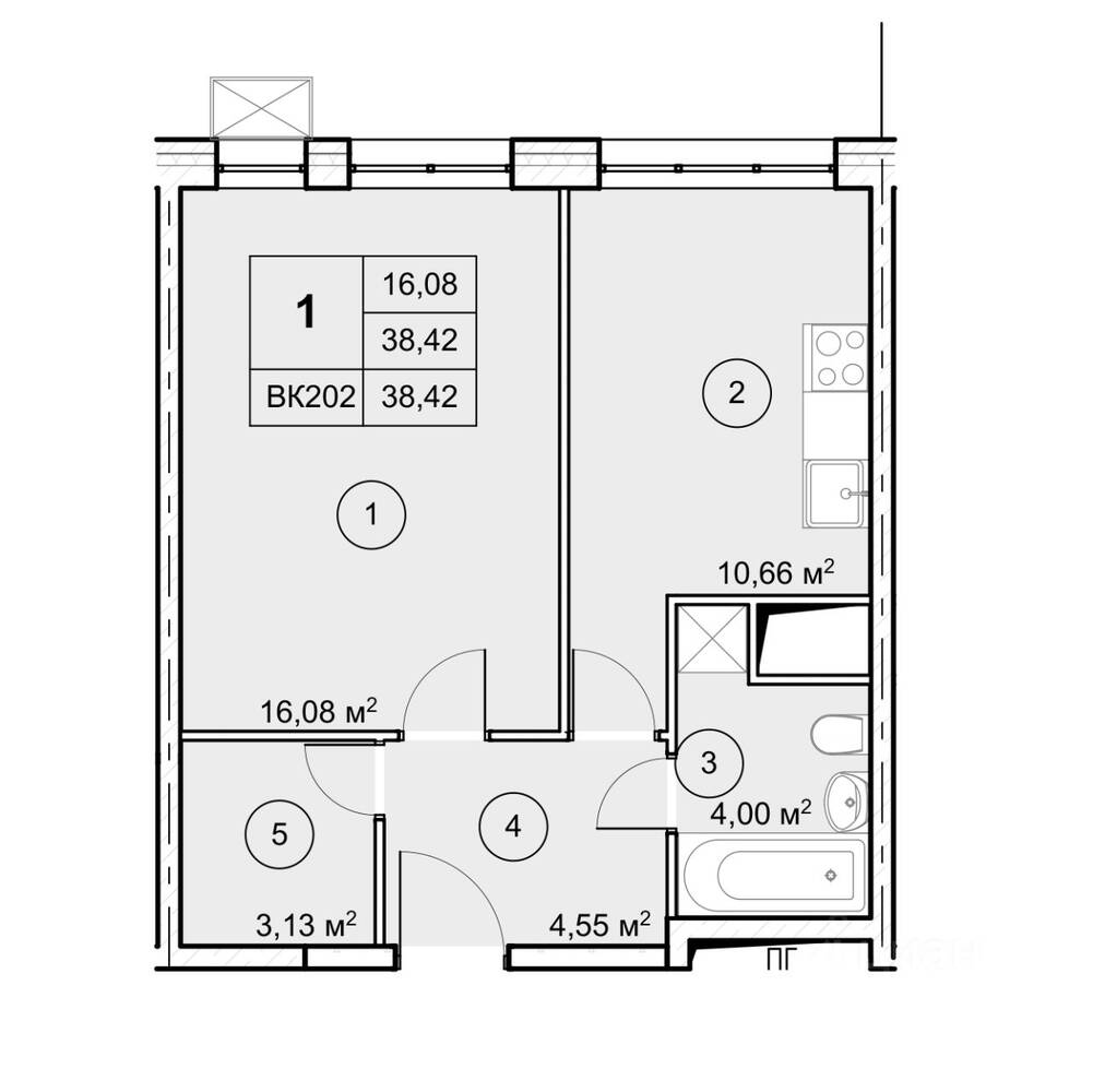 1-комн. квартира, 38,5 м², в ЖК Экоград Новый Катуар