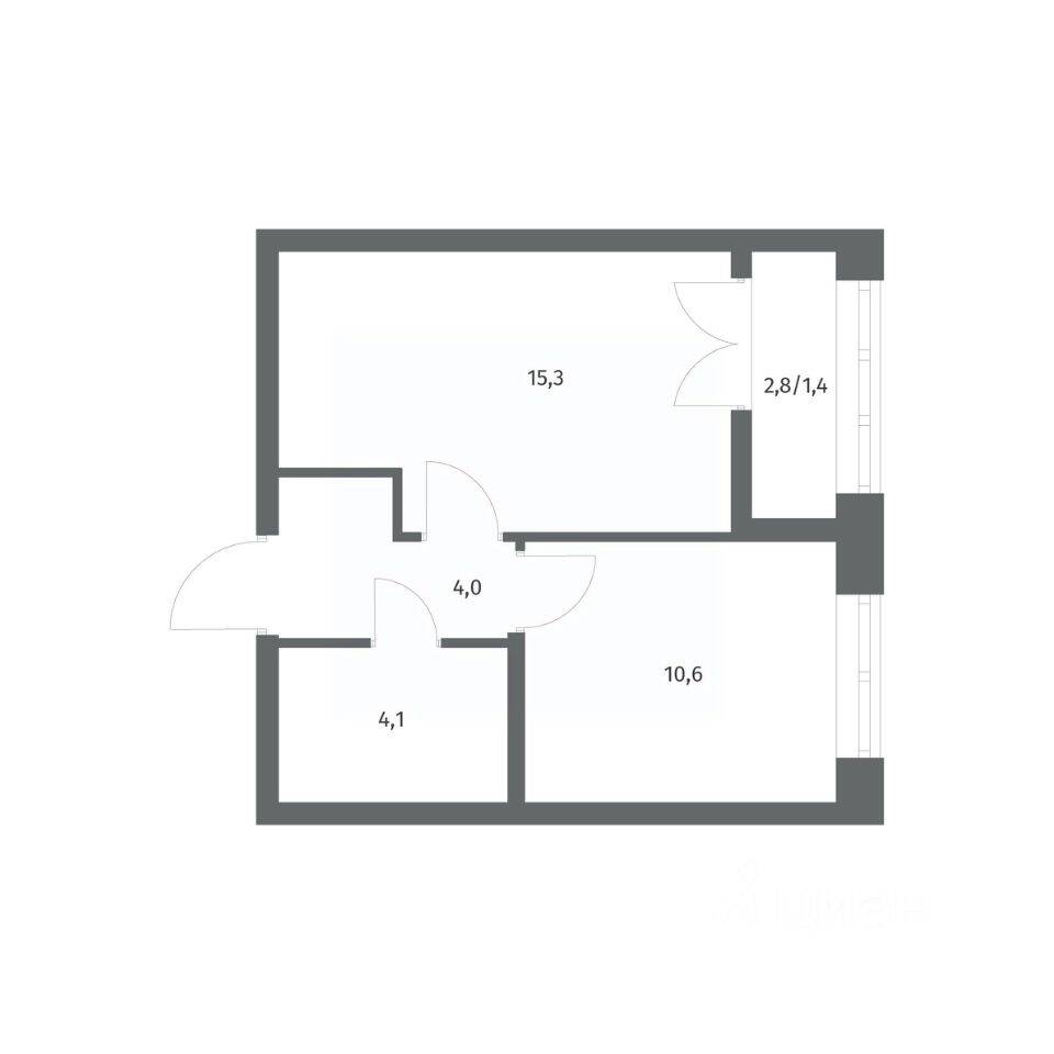 1-комн. квартира, 35,4 м², в ЖК NEWПИТЕР