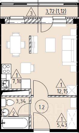 Квартира-студия, 29,14 м², в ЖК Марусино-6