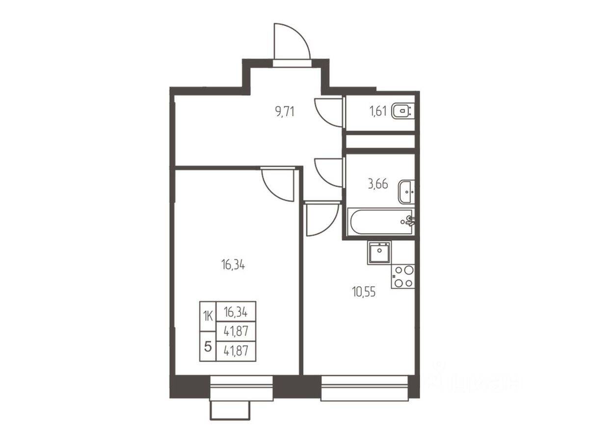 1-комн. квартира, 41,9 м², в ЖК Новая Ивантеевка