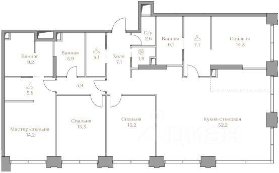 4-комн. квартира, 165,5 м², в ЖК Коллекция Лужники
