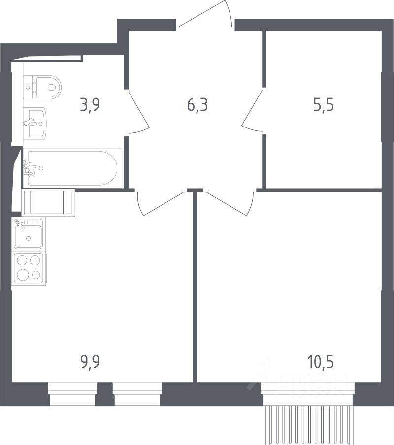 1-комн. квартира, 35,5 м², в ЖК Мытищи Парк
