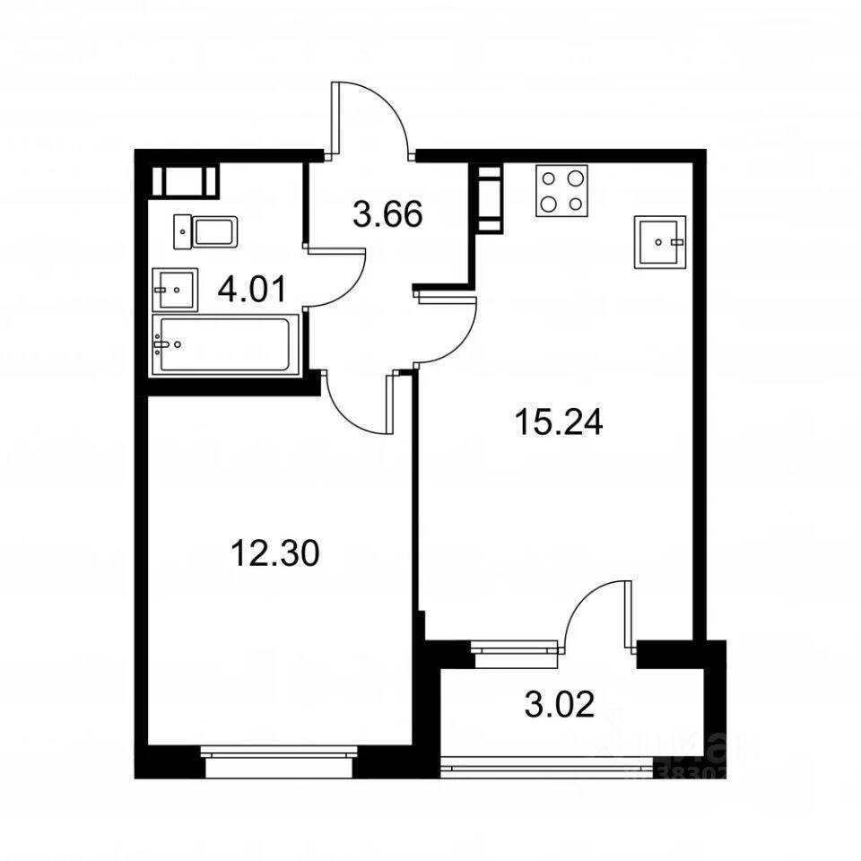 1-комн. квартира, 36,72 м², в ЖК Квартал Заречье