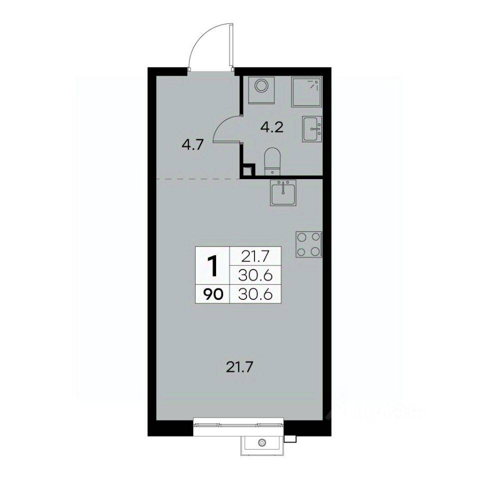 1-комн. квартира, 30,4 м², в ЖК Куркино 15