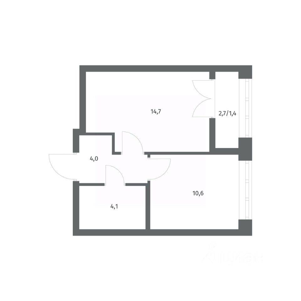 1-комн. квартира, 34,71 м², в ЖК NEWПИТЕР