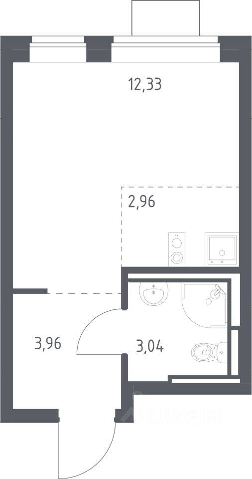 Квартира-студия, 22,29 м², в ЖК Богдановский Лес
