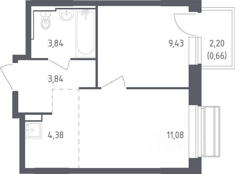 1-комн. квартира, 32,9 м², в ЖК Рублевский Квартал