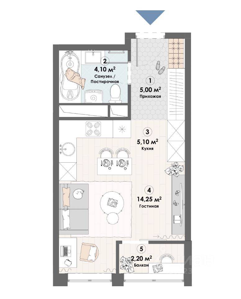 Квартира-студия, 30,65 м², в ЖК «Триумф» (Пушкино)