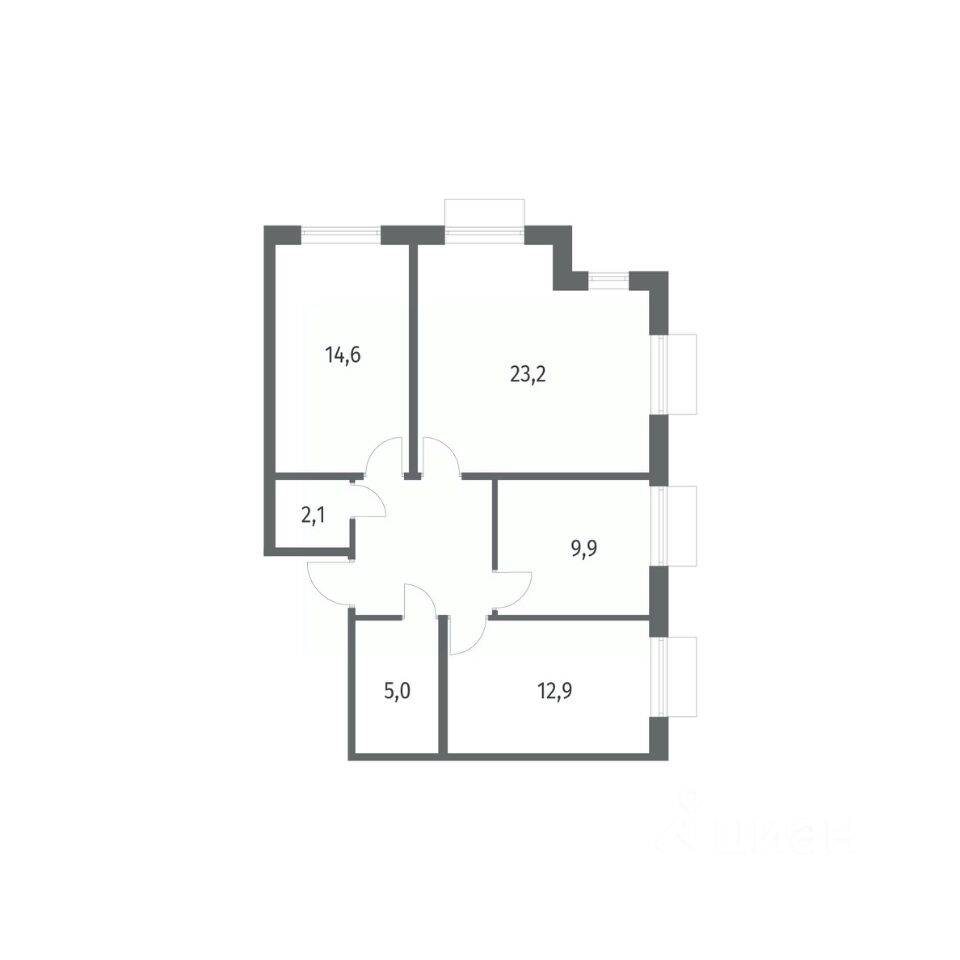 3-комн. квартира, 77 м², в ЖК Парусная 1