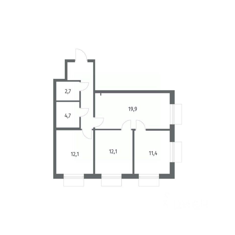 3-комн. квартира, 71,4 м², в ЖК Парусная 1