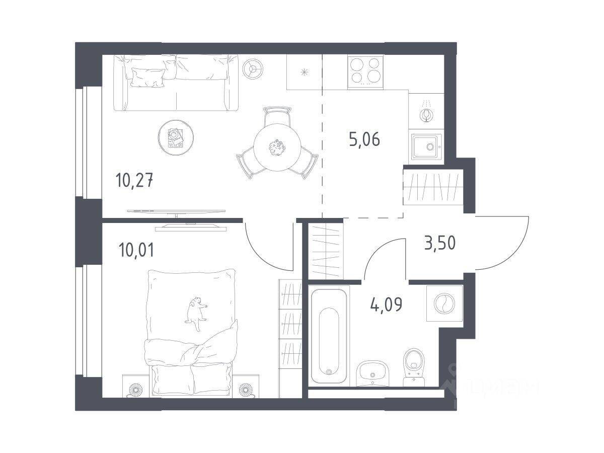 1-комн. квартира, 32,93 м², в ЖК Новое Видное