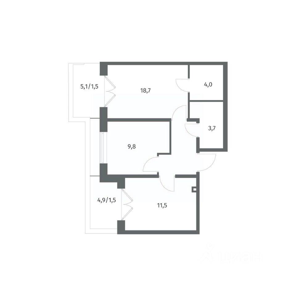 2-комн. квартира, 50,8 м², в ЖК Парусная 1