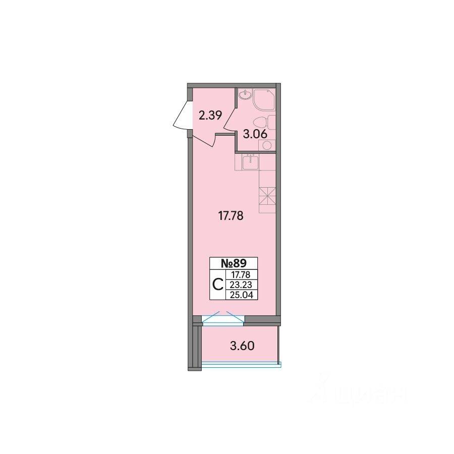 Квартира-студия, 25,03 м², в ЖК Рождественский квартал