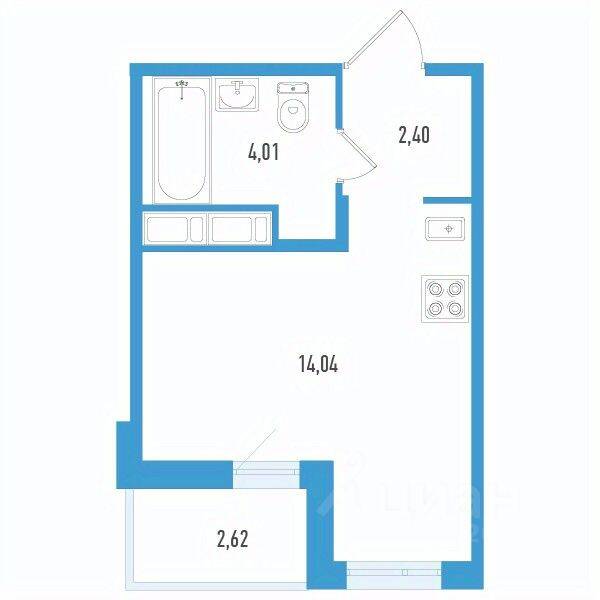 Квартира-студия, 21,76 м², в ЖК Аэросити Life