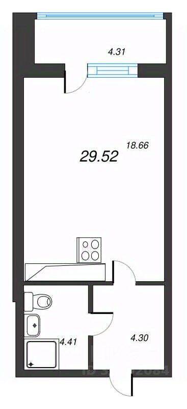 Квартира-студия, 29,52 м², в ЖК Левитан