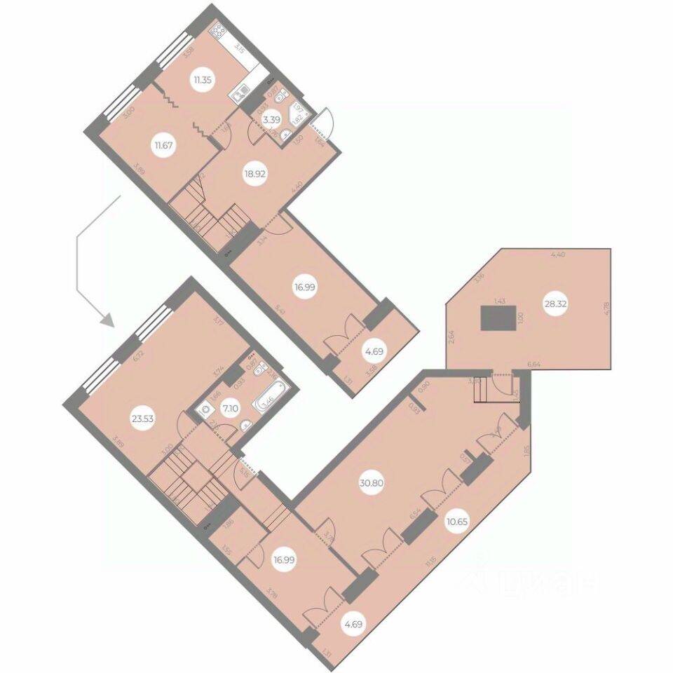 3-комн. квартира, 166,97 м², в ЖК «Огни Залива»