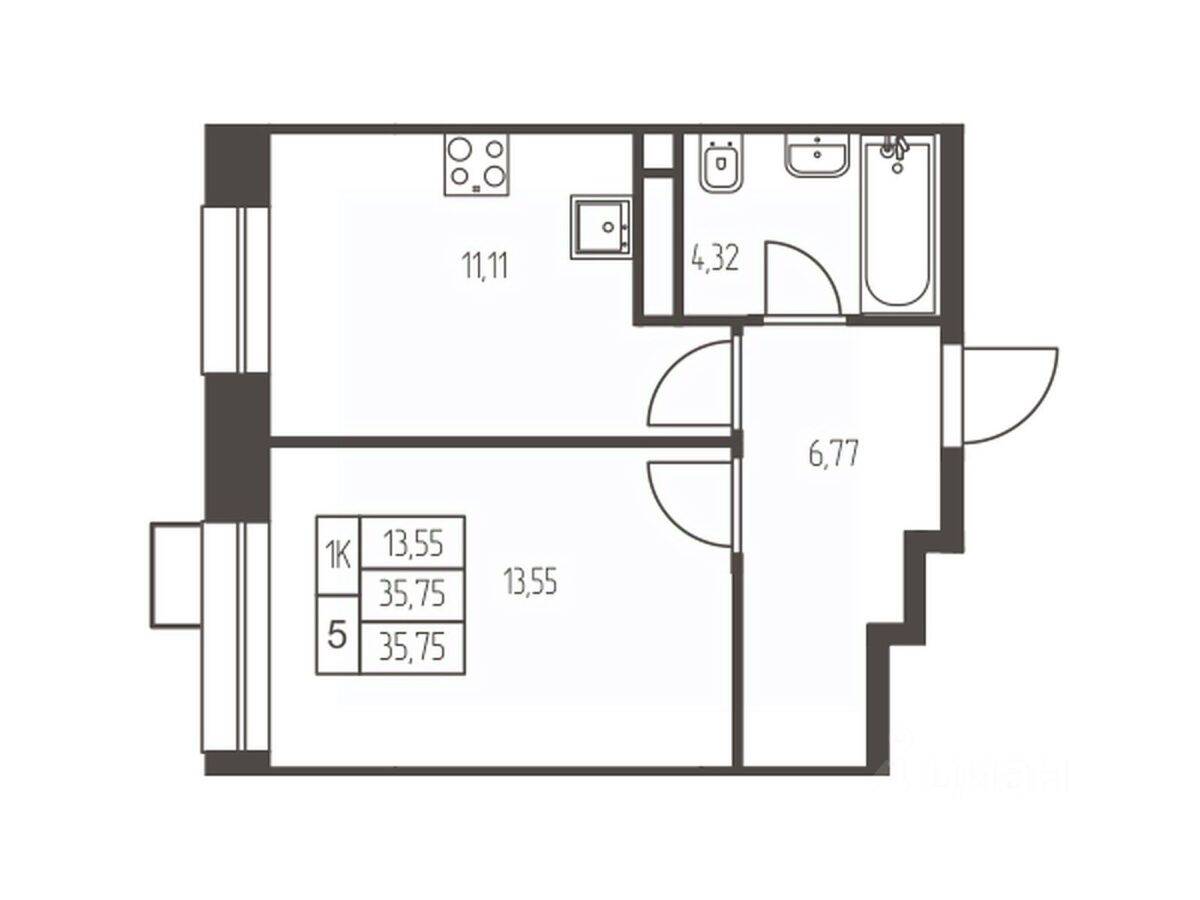 1-комн. квартира, 35,8 м², в ЖК Новая Ивантеевка