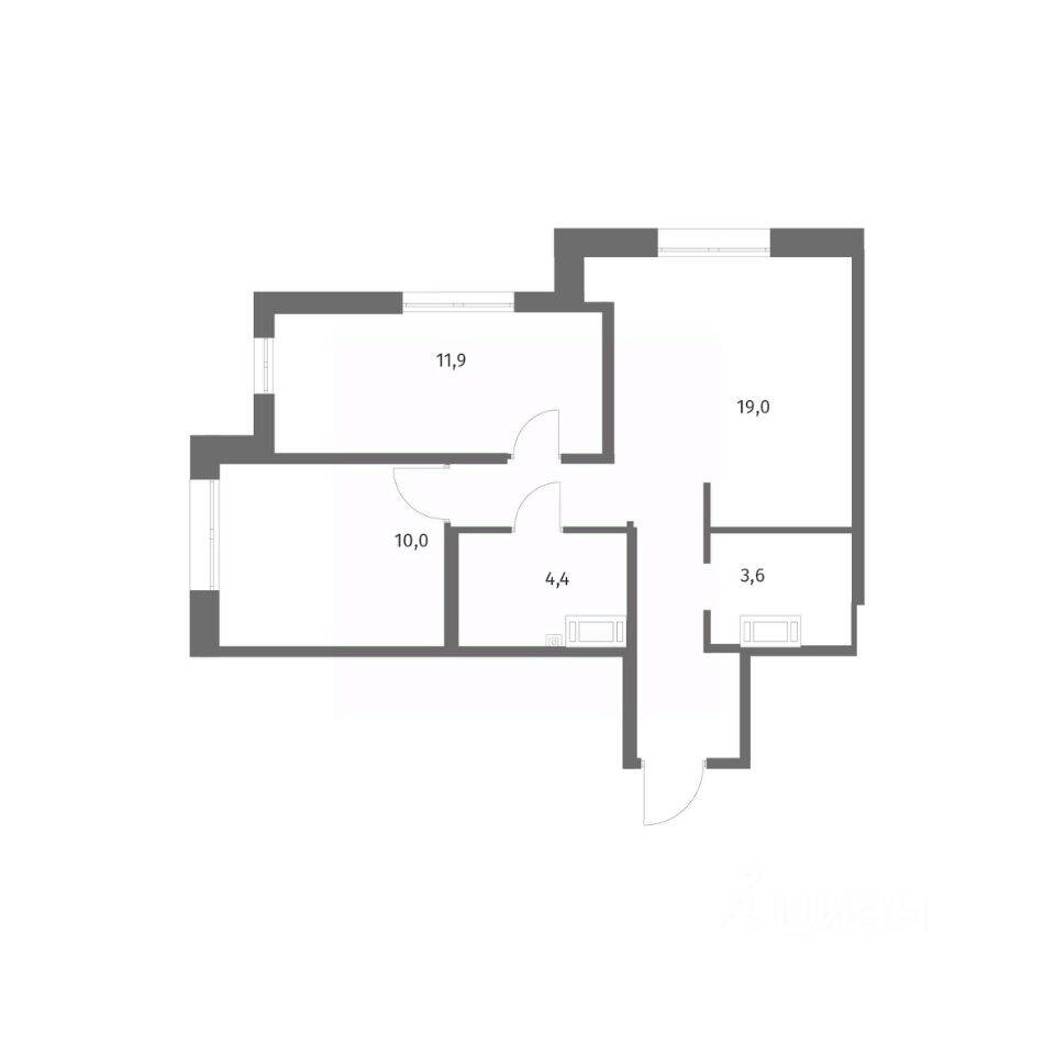 2-комн. квартира, 53,9 м², в ЖК Парусная 1