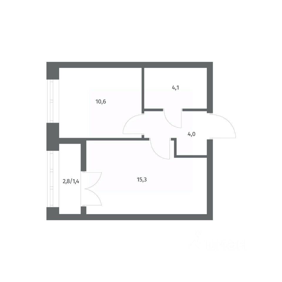1-комн. квартира, 35,4 м², в ЖК NEWПИТЕР