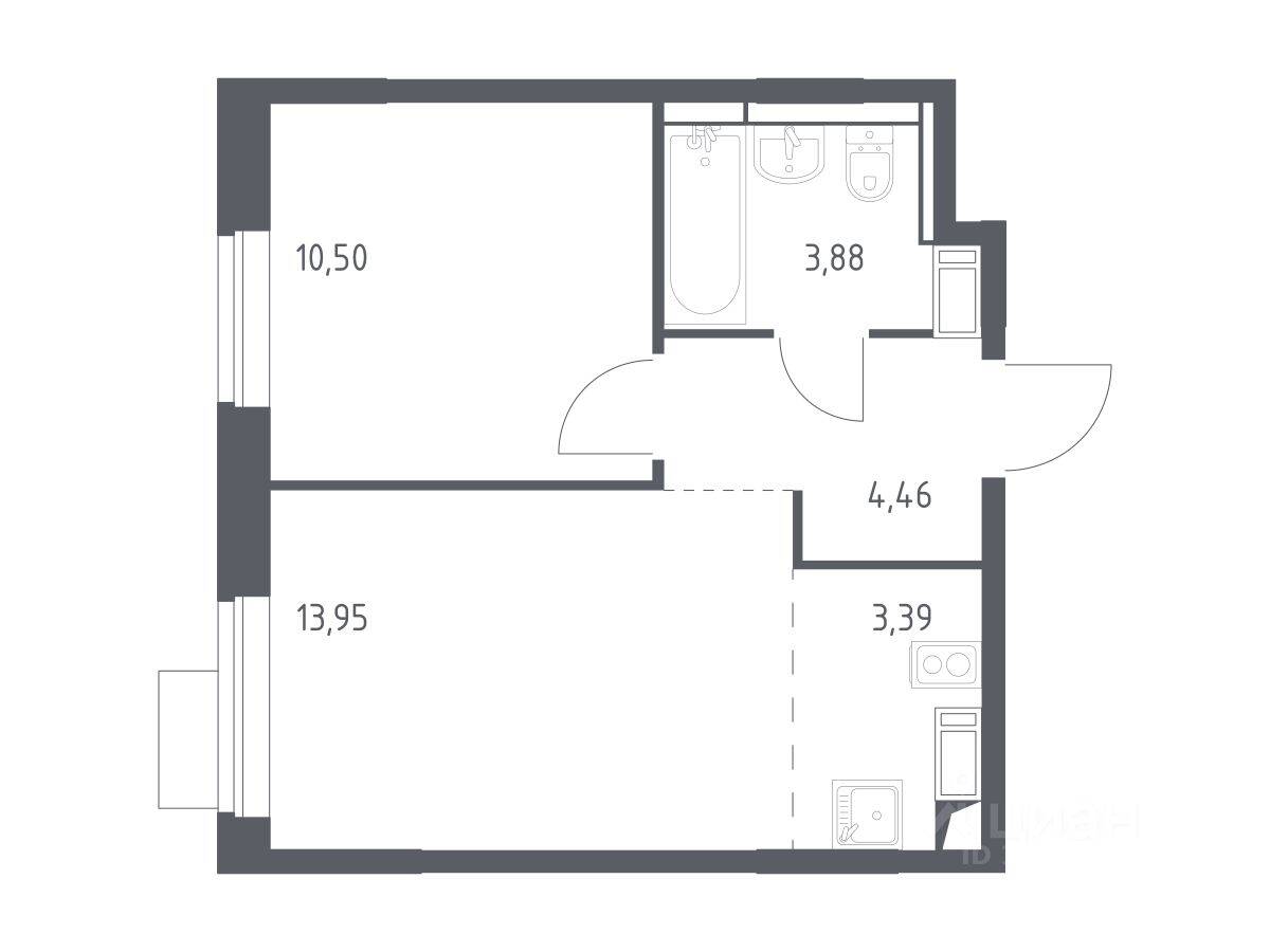 1-комн. квартира, 36,18 м², в ЖК Пятницкие Луга