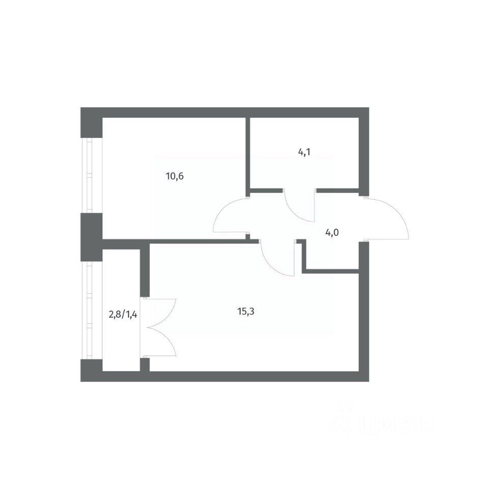 1-комн. квартира, 35,4 м², в ЖК NEWПИТЕР