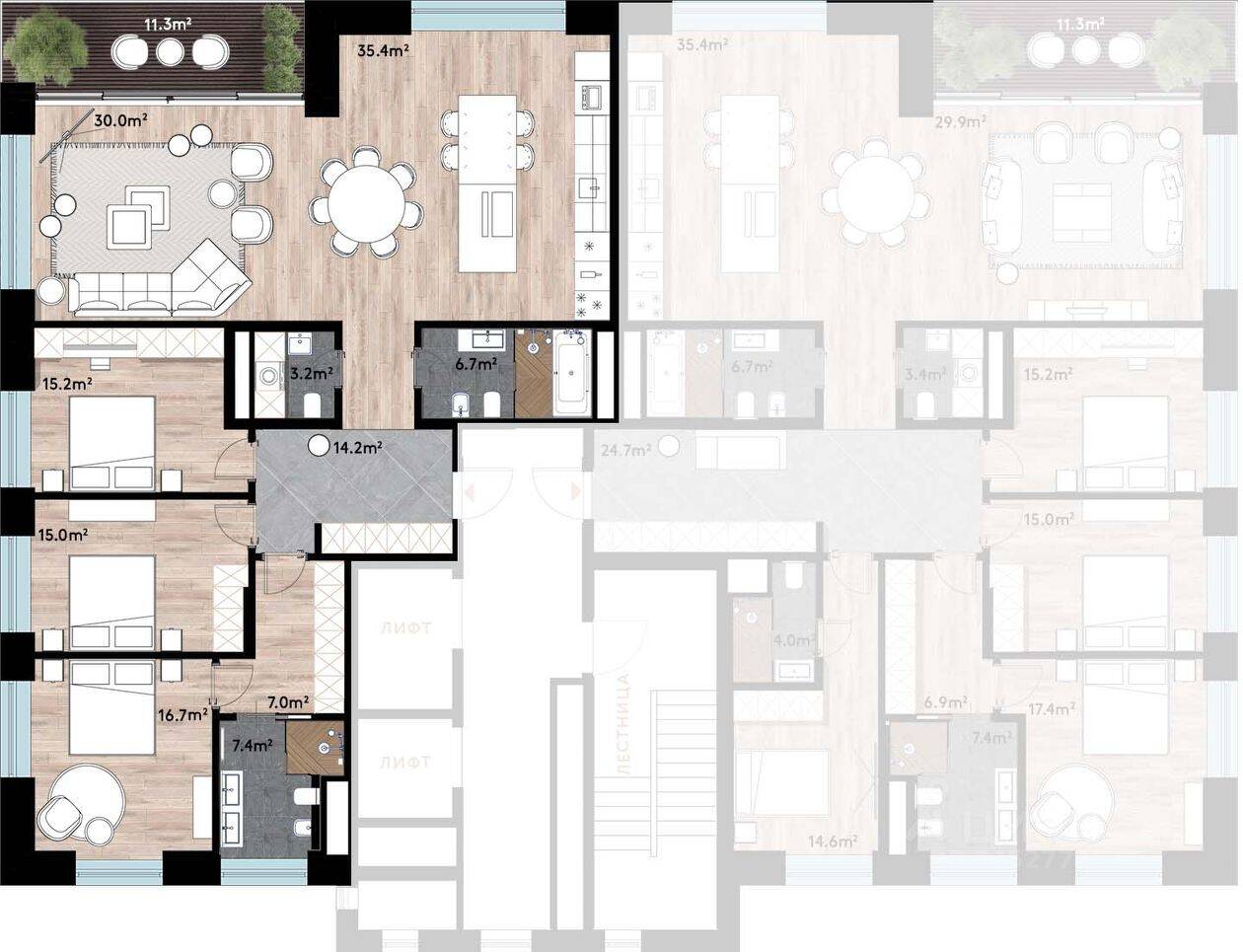 3-комн. квартира, 161,7 м², в ЖК WOODS