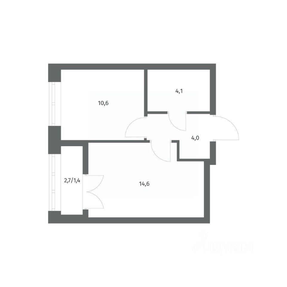 1-комн. квартира, 34,73 м², в ЖК NEWПИТЕР
