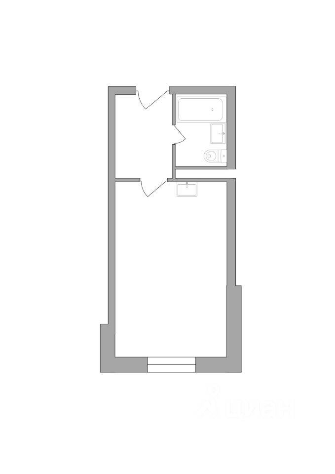 Планировка 1 комнатной квартиры, 26.15 м², в «Радость»