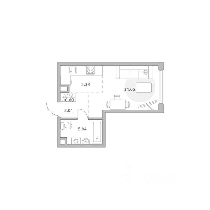 Квартира-студия, 28,06 м², в ЖК «Мнёвники от Гранель»