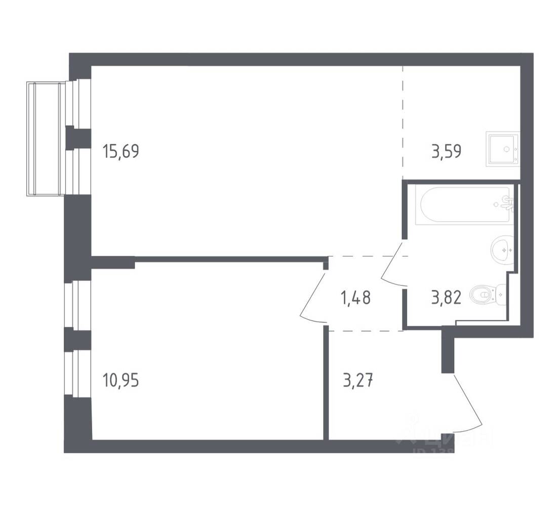1-комн. квартира, 38,8 м², в ЖК Рублевский Квартал