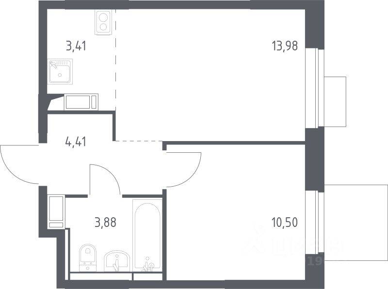 1-комн. квартира, 36,18 м², в ЖК Пятницкие Луга