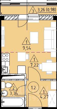 Квартира-студия, 25,35 м², в ЖК Марусино-6