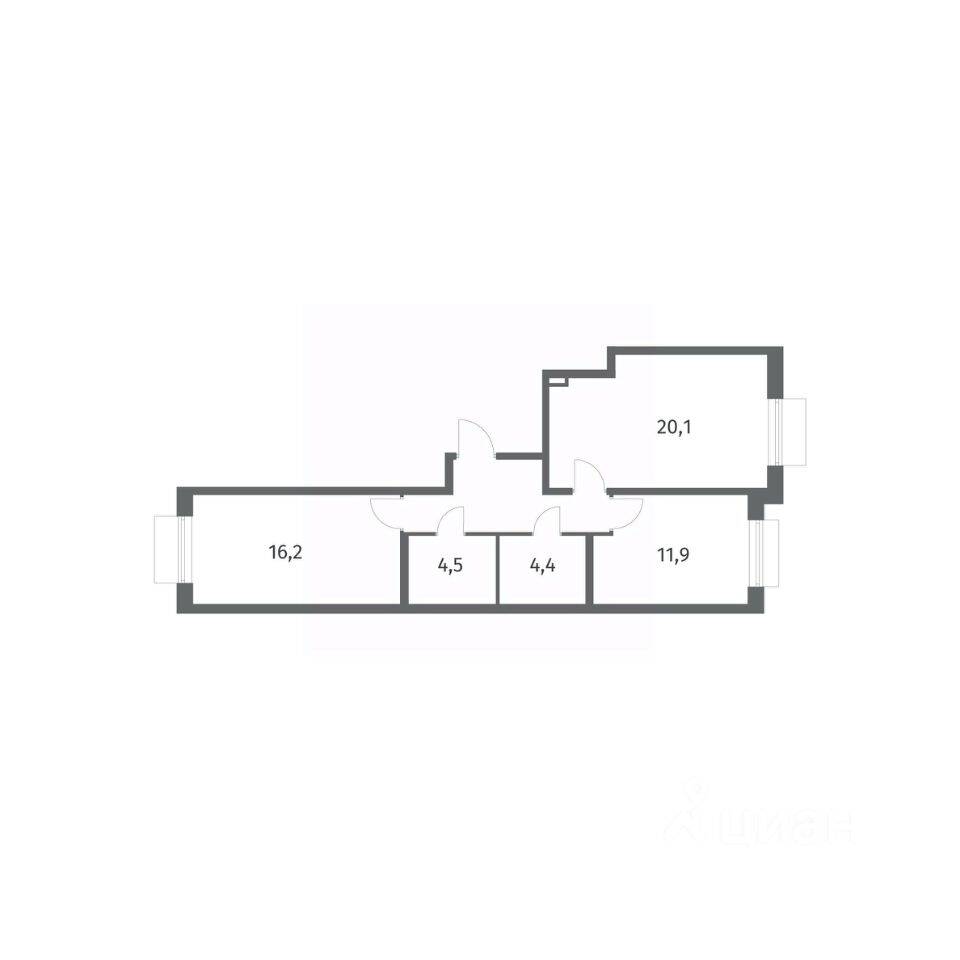 2-комн. квартира, 65,1 м², в ЖК Парусная 1