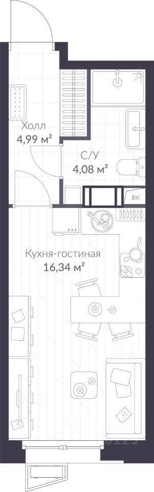 Квартира-студия, 25,41 м², в ЖК ВЕРЕН НОРТ Сертолово