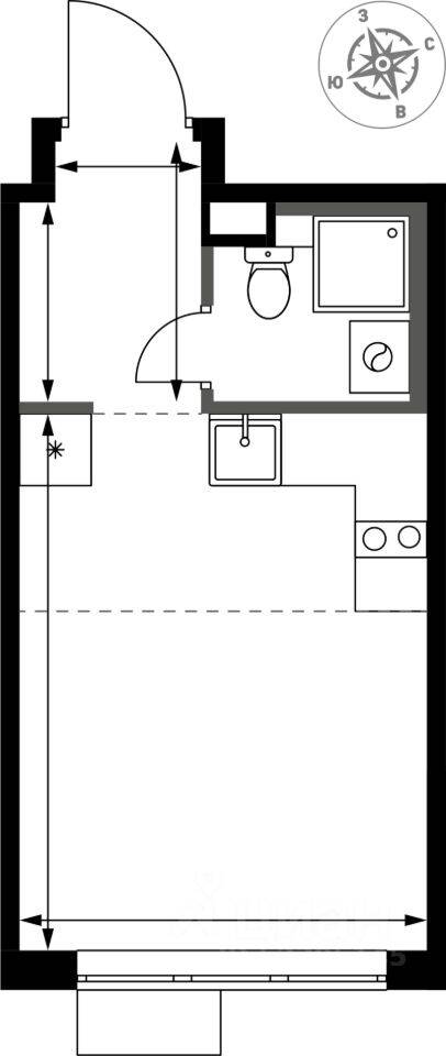Планировка 1 комнатной квартиры, 20.9 м², в «1-й Химкинский»
