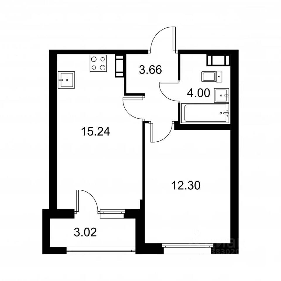 1-комн. квартира, 36,71 м², в ЖК Квартал Заречье