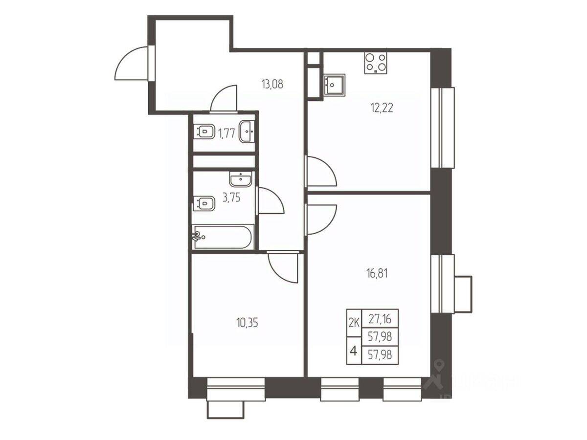 2-комн. квартира, 58 м², в ЖК Новая Ивантеевка