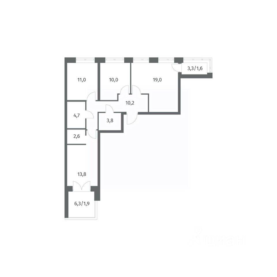 3-комн. квартира, 78,54 м², в ЖК NEWПИТЕР