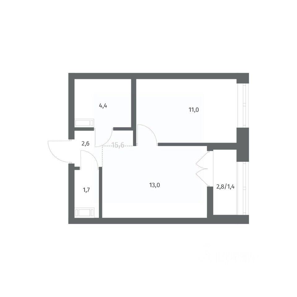 1-комн. квартира, 34,17 м², в ЖК NEWПИТЕР