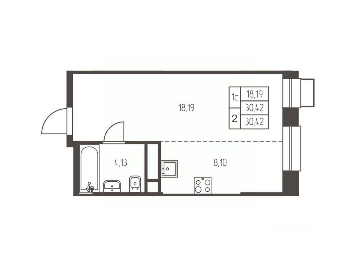 Квартира-студия, 30,4 м², в ЖК Новая Ивантеевка