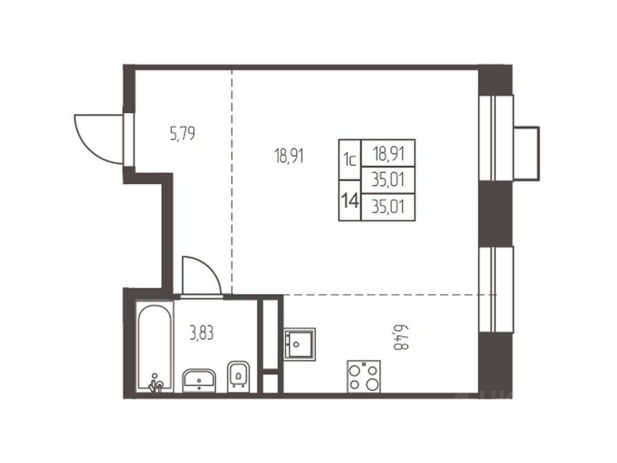 Квартира-студия, 35 м², в ЖК Новая Ивантеевка